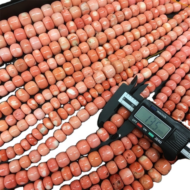 Natural Orange coral Gemstone tube beads uye glossy gemstone strings 15