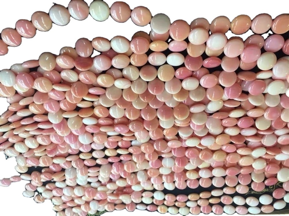 ורוד המלכה קונכית מעטפת חרוזים ורוד פגז מטבע חרוזים 36