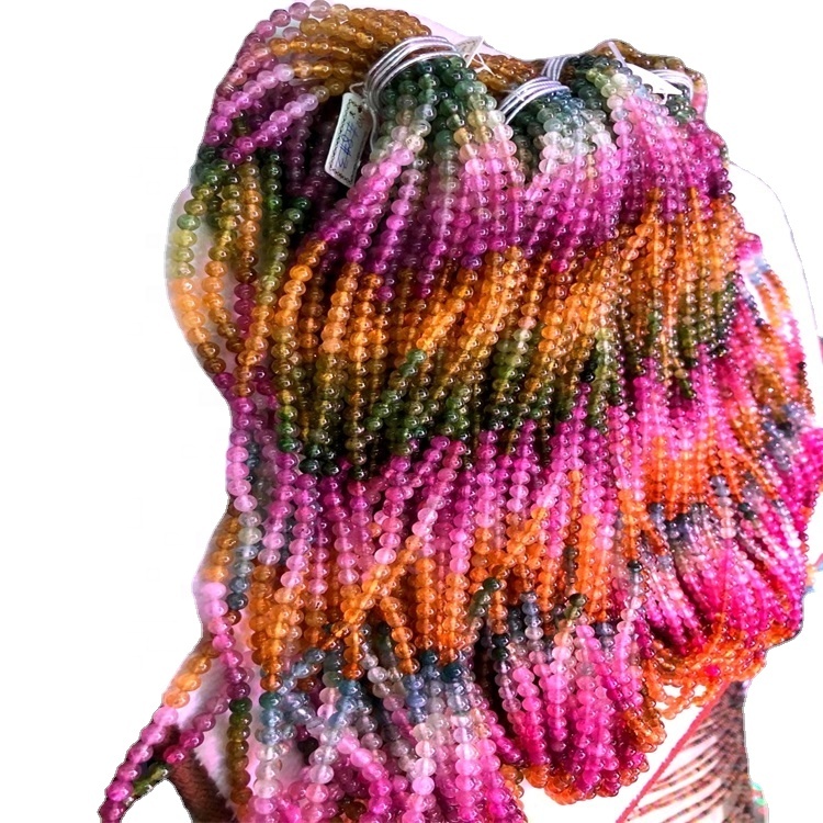 Moda 5A Calidade Pink Rosa Turmalina solta Gemstone Beads for Necklace Making 39