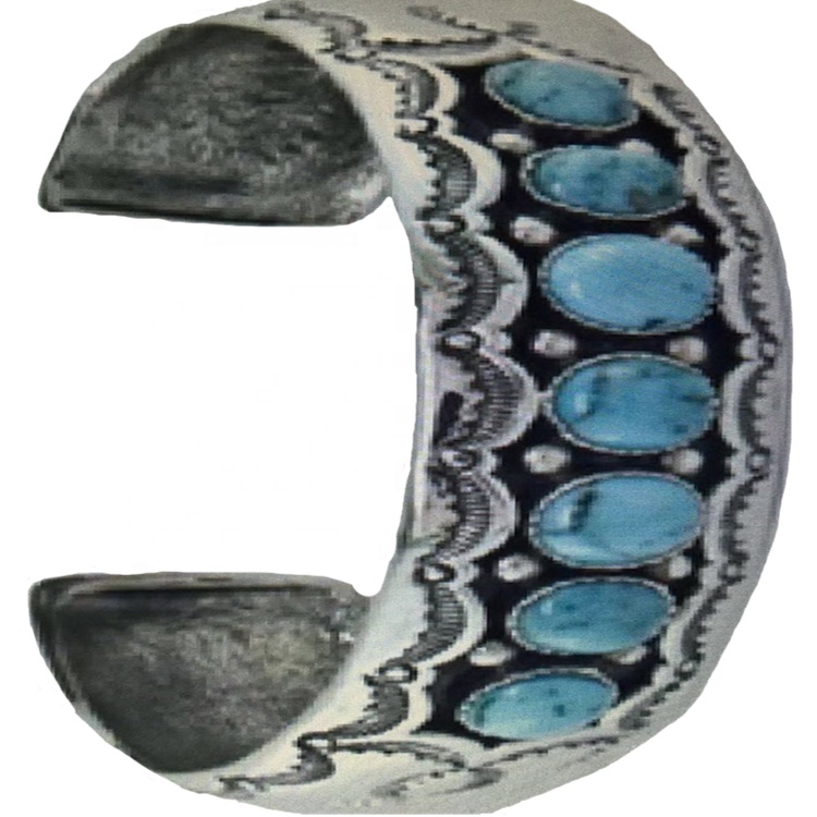 Veliki tirkizno antikno srebro 38