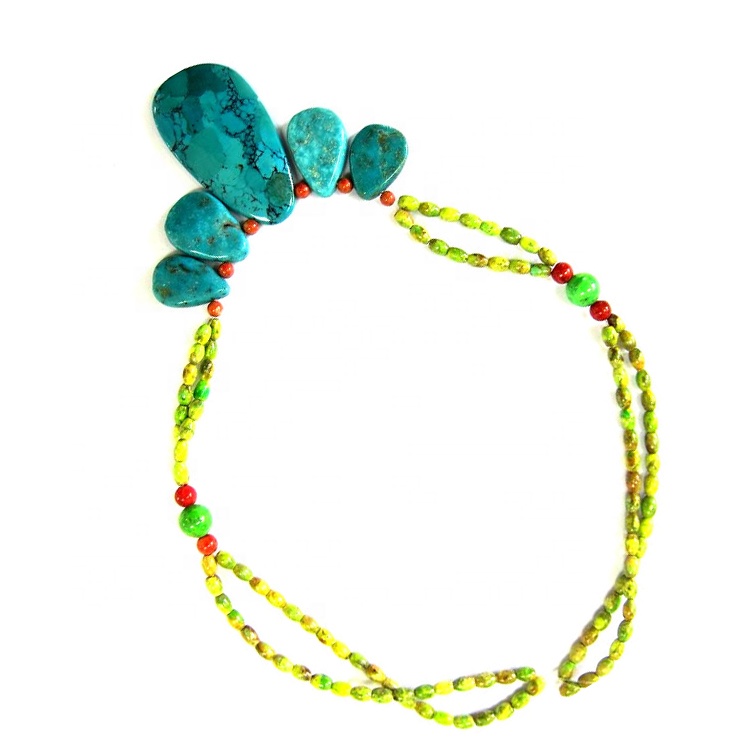 Turquoise beated ẹgba ara gamerer Gumstone didi bohlo ẹgba ẹbun fun u 13