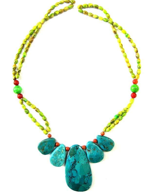 Turquoise beated ẹgba ara gamerer Gumstone didi bohlo ẹgba ẹbun fun u 15