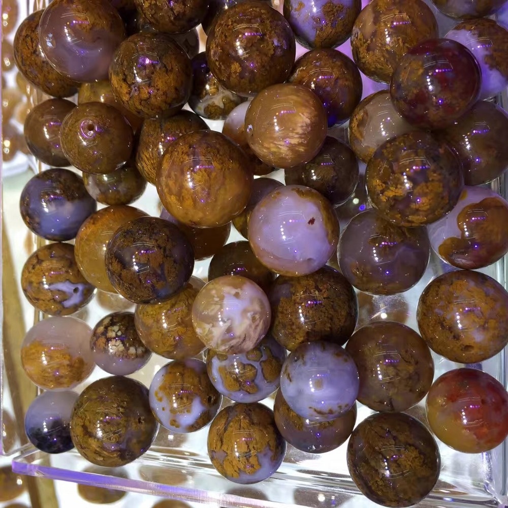 形状圆形草玛瑙股线批发供应商宽松的Strand Gemstone Beads 38