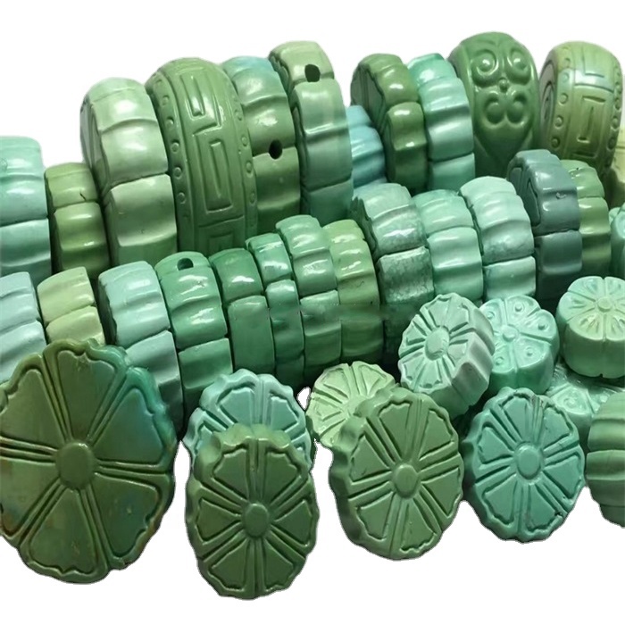 Luonnollinen turkoosi jalokivi turkoosi veistetty helmet korujen tekemiseen 13