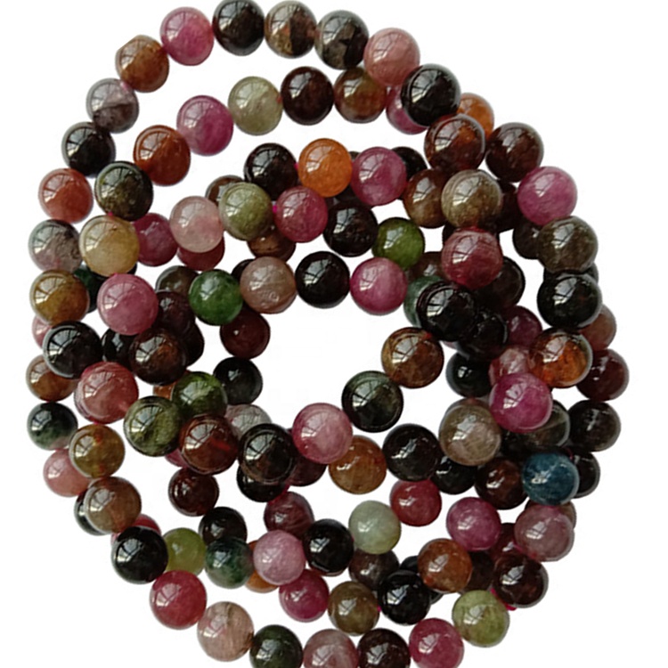 8mm natuurlike kleurvolle toermaniene armband edelsteen elastiese ronde krale juweliersware 13