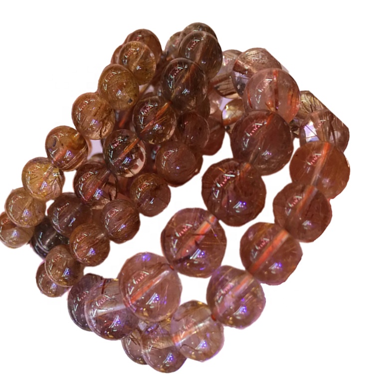 Cleanstiennen Rûn rûne kralen koper rutilearre kwarth Hot-Service bêste kwaliteit Natuerlike reade Agate Bead Braad Braad Bracele 15