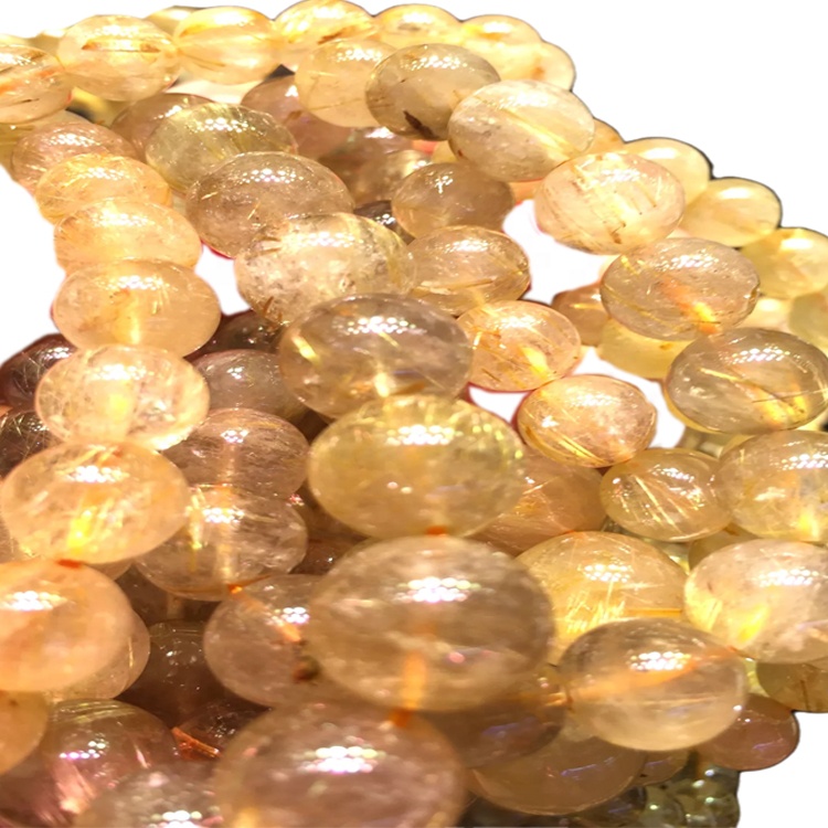 Rûn foarm Gouden rutilearre kwartsarmband natuerlike stiennen sieraden unisex sieraden 13