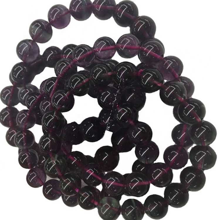 Fluoriet kristal ronde krale strek armband 15