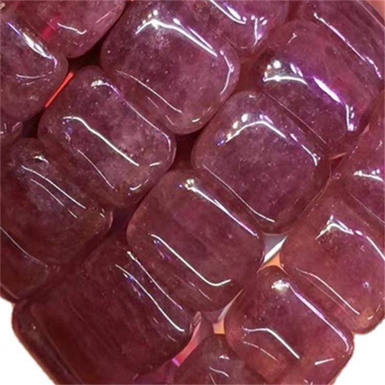 Borong Red Strawberry Quartz Square Shape Beads Bangle Gelang 36
