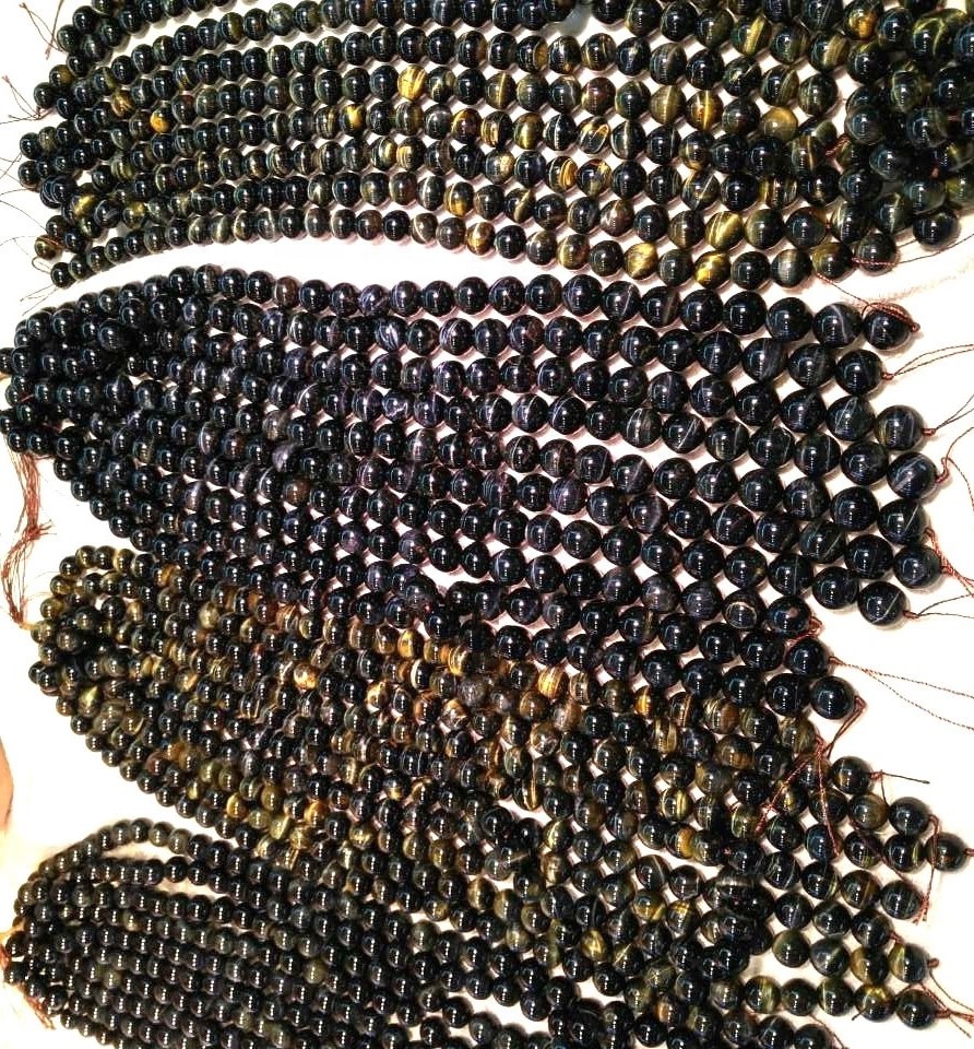 Natuerlike 3A-klasse Kleurrijkop rûn Tiger Eye Beads foar Make Groothandel 15