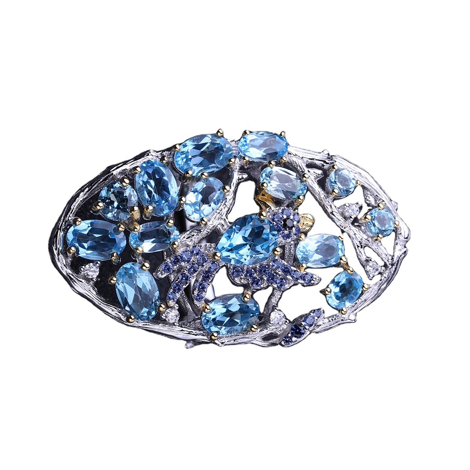 Nhẫn 925 Sterling Blue Corundum 15