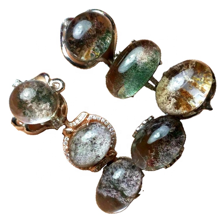 Gruthannel kleurige phantom kristal Silver Ring sieraden 36