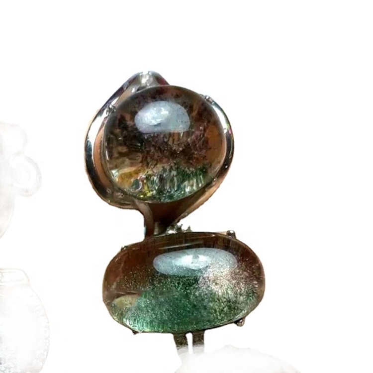 Gruthannel kleurige phantom kristal Silver Ring sieraden 38