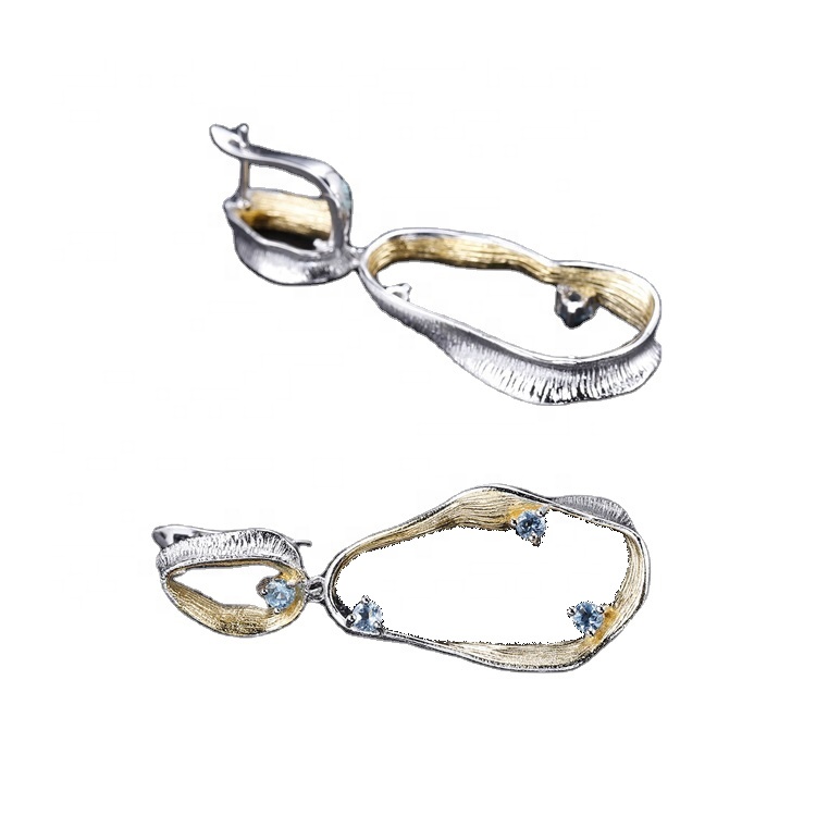 New Arrivals Spring Season Jewelry Series 925 Sterling Silver Natural Blue Stud Kolczyki dla damskich hurtowych 26