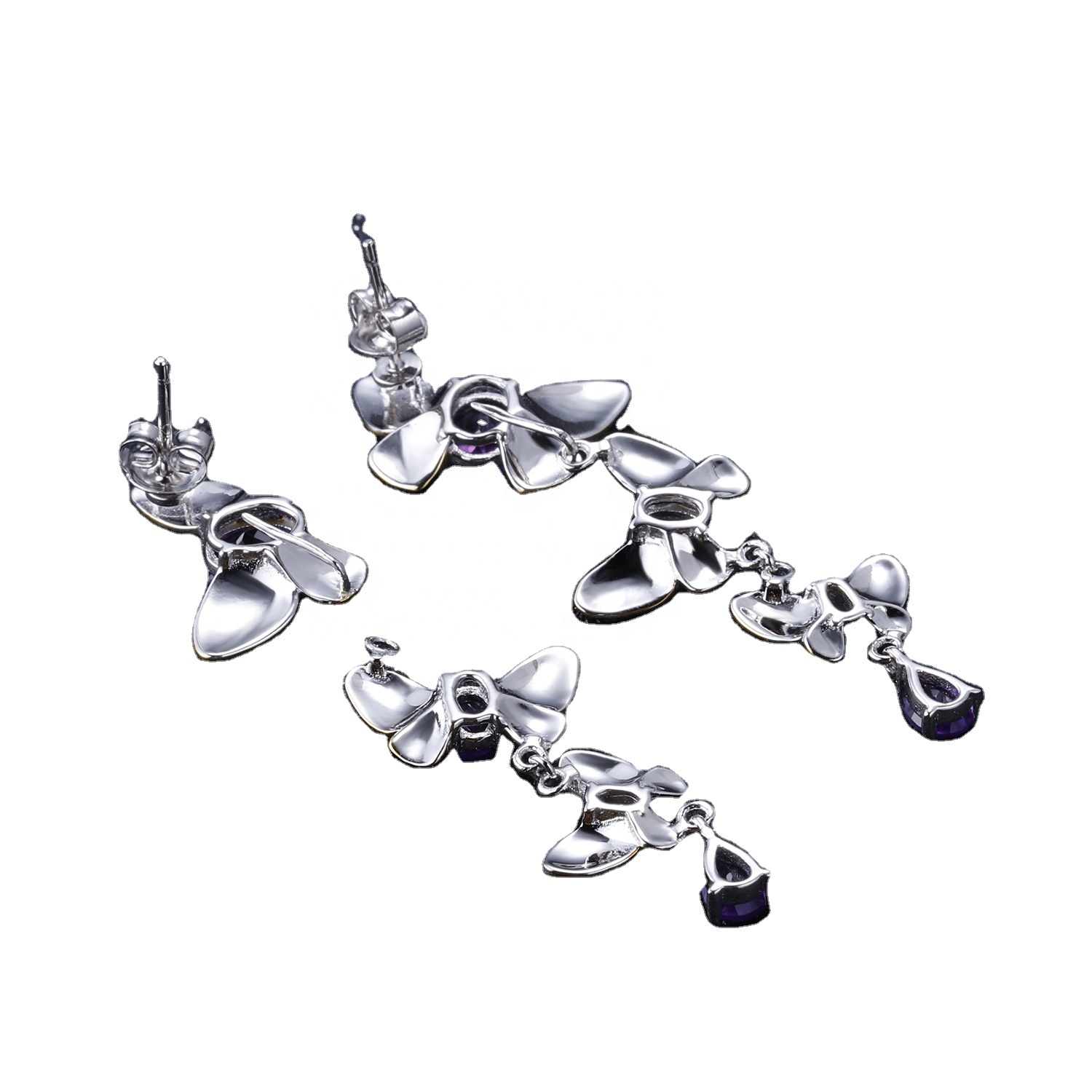 Kolczyki z klejnotami / pozłacane kolczyki / kolczyki ametystowe 36