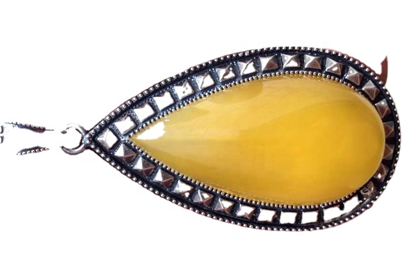 ხელნაკეთი Amber Inlay Silver ვერცხლისფერი გულსაკიდი სამკაულები 13