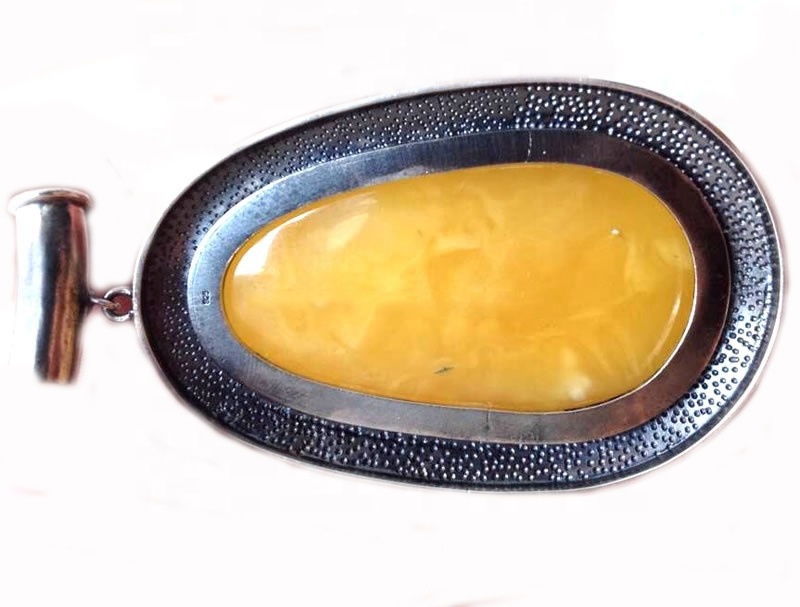ხელნაკეთი Amber Inlay Silver ვერცხლისფერი გულსაკიდი სამკაულები 15