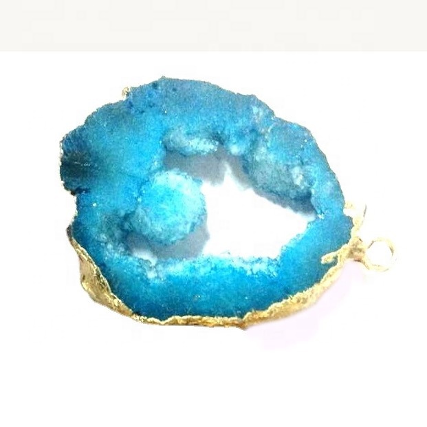 უახლესი პოპულარული სტილი Gemstone Druzy Stone Connector & ბუნებრივი ქვის გულსაკიდი სამკაულები მიღების 15