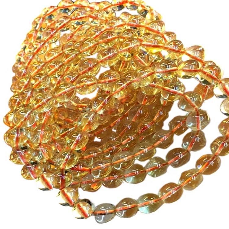 Cordes de perles de pierre de citrine naturelle de 8 mm bracelet personnalisable 13