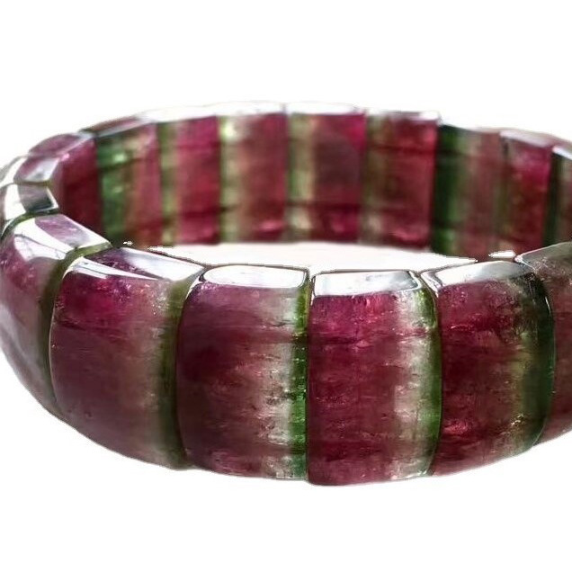 Pulsera de rubelita de cristal turmalina / púrpura brazalete de color brazalete / mejor regalo 43