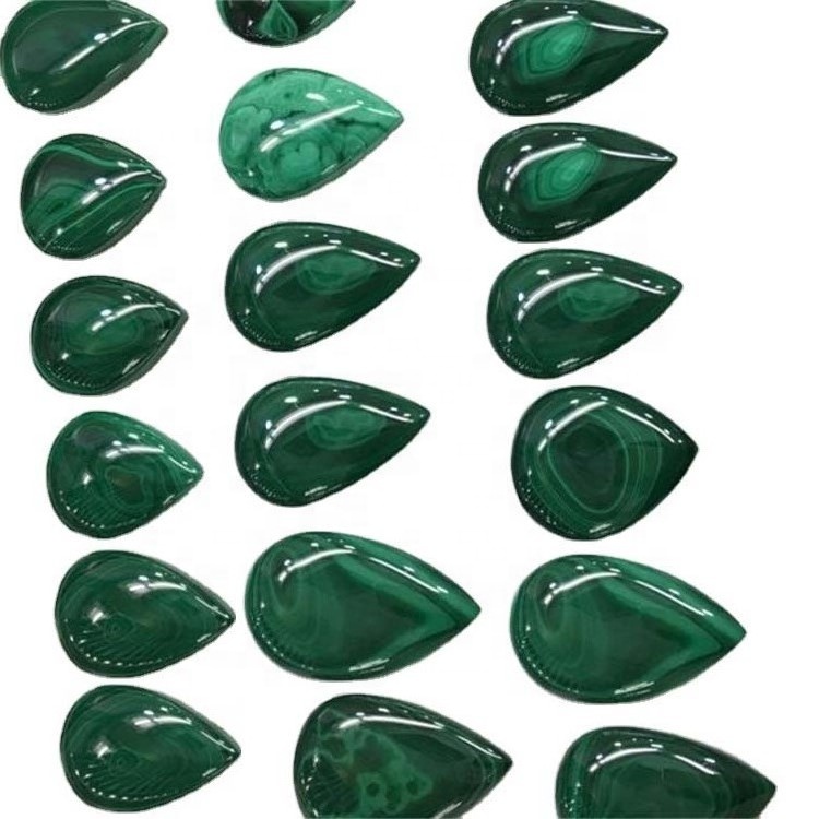 Магиц Цабоцхон Греен Пеацоцк Малахите Стоне Натурал Малахите Пеар Цабоцхон Флат Бацк Стоне за накит 36