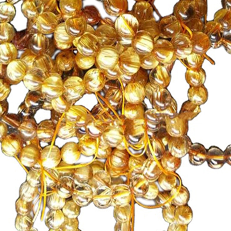 6mm til 12mm Natural Golden Rutailated kvars dýrmætur perlur armbönd 13