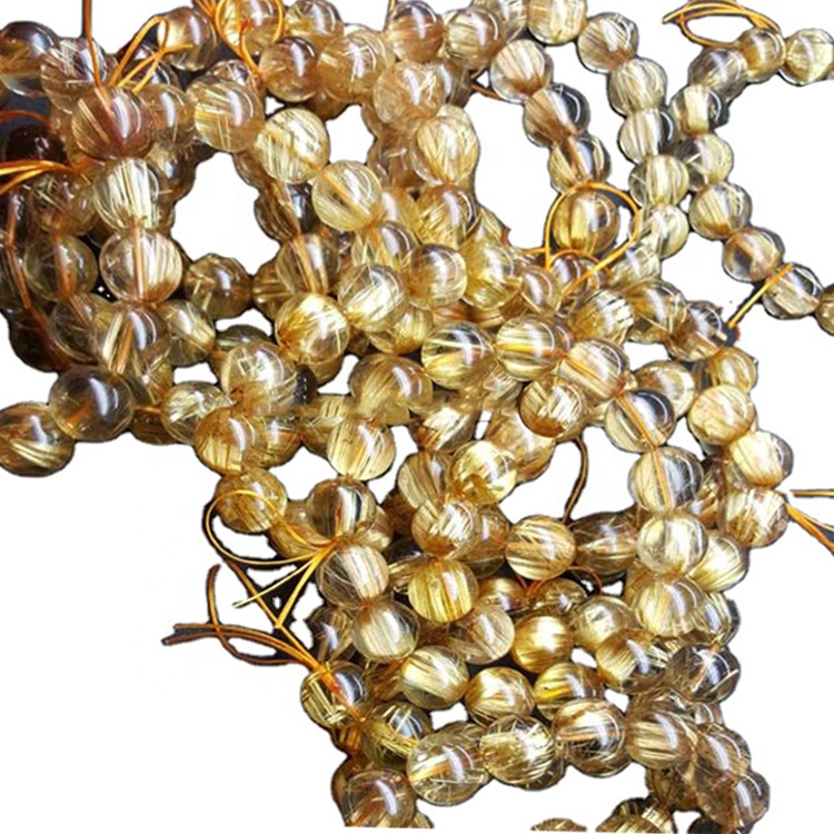 All'ingrosso perline di quarzo rutilazione oro naturale e cabochon per il processo di gioielli 15