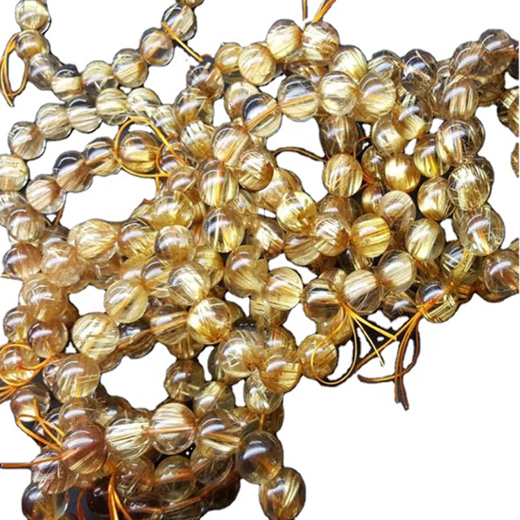 All'ingrosso perline di quarzo rutilazione oro naturale e cabochon per il processo di gioielli 13