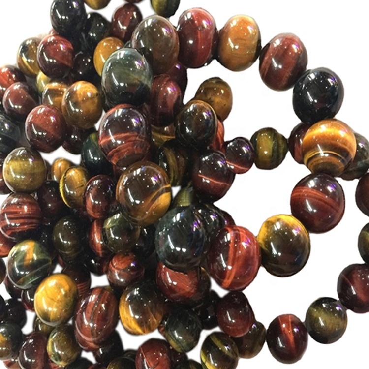 Oanpaste makke natuerlike stien tiger-each kralen trending fashion braided manlju armbanden 15