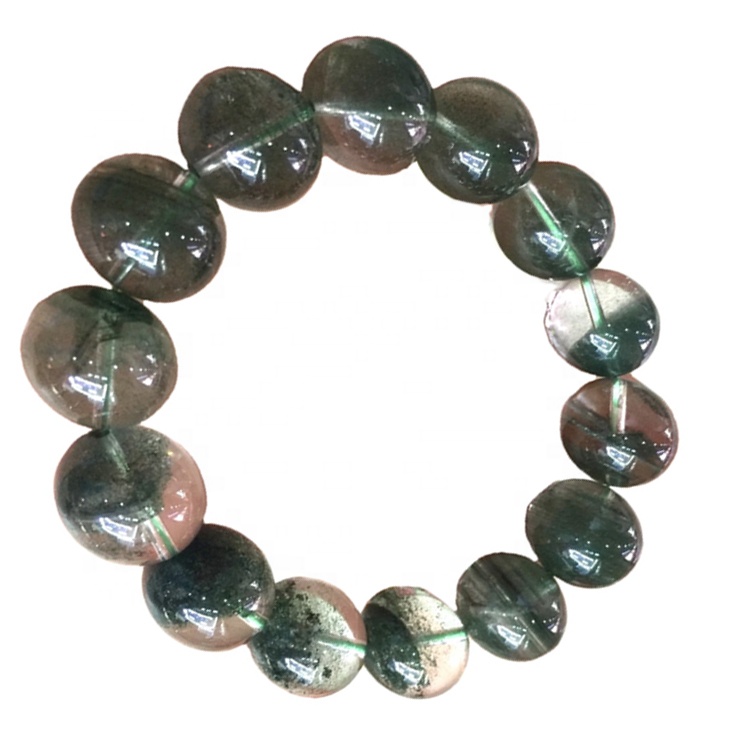 AAA naturale Ghost Phantom Quarzo Crystal Bracciale rotondo perline 14-15 mm 15