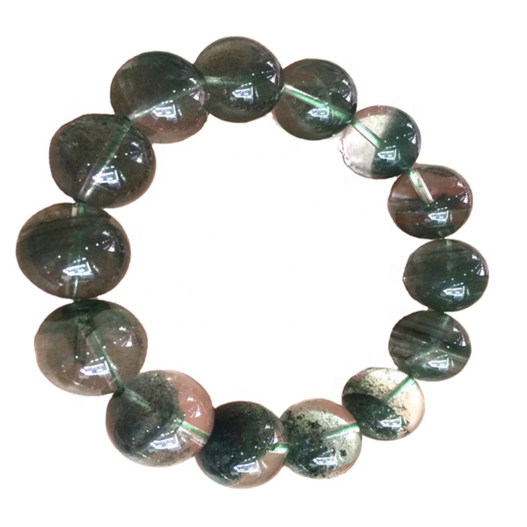AAA naturale Ghost Phantom Quarzo Crystal Bracciale rotondo perline 14-15 mm 13