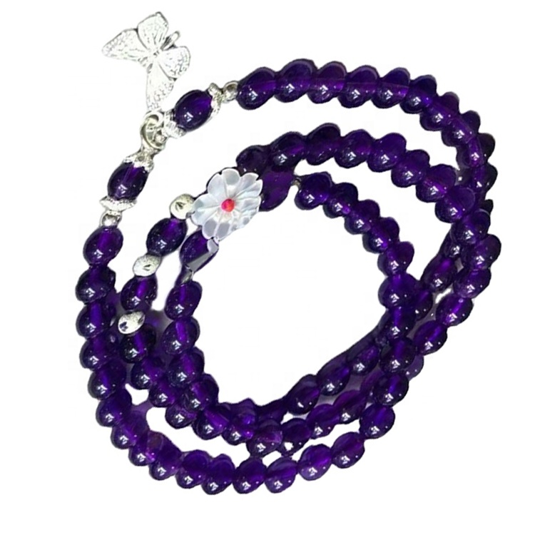 Breichled Gemstone Gemstone Amethyst Necklace / Chwefror Amethyst 36