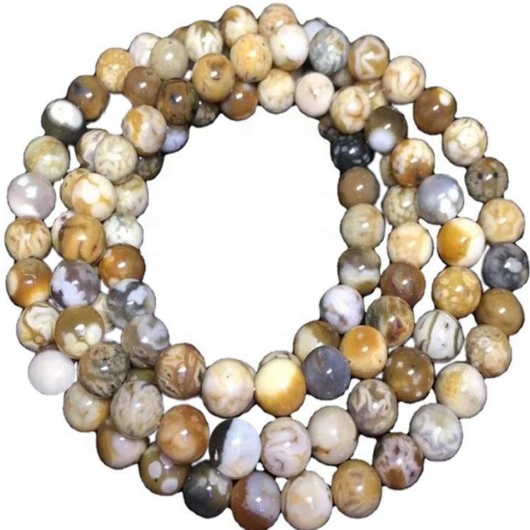 Bunga manik alami lan kalung permata agate grumbulan 36