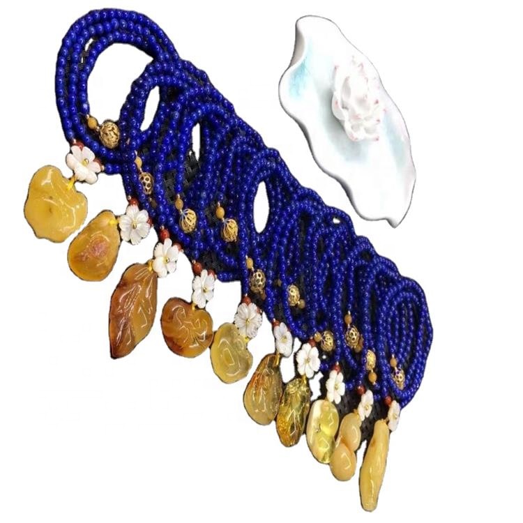 Laini ti ara Lazuli yika awọn agekuru amber Pendanti 925 fadaka fadaka fadaka 36