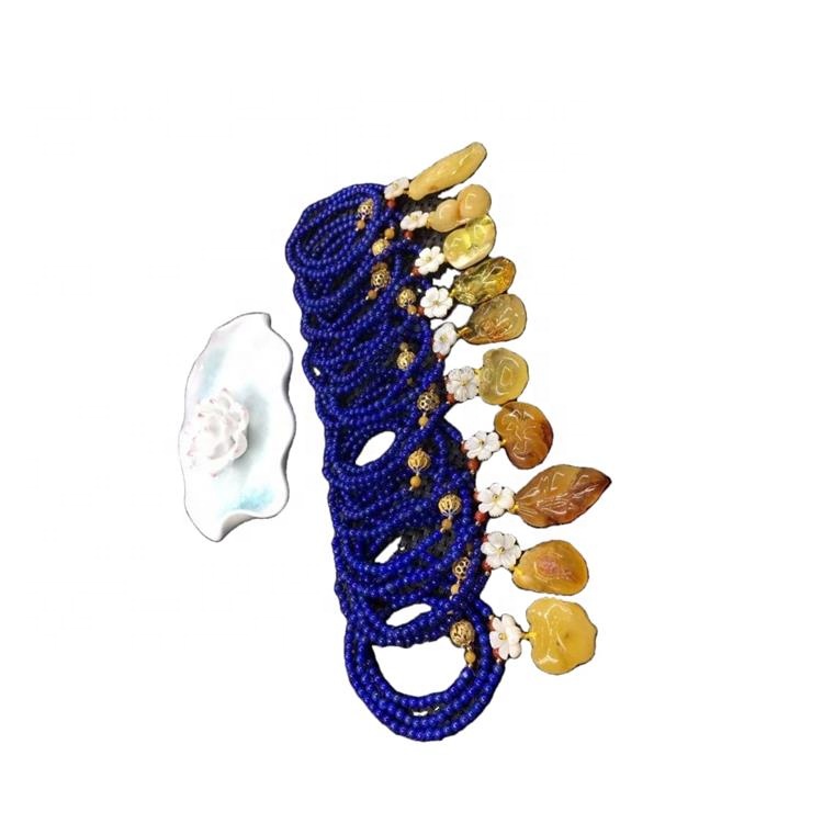 Laini ti ara Lazuli yika awọn agekuru amber Pendanti 925 fadaka fadaka fadaka 38