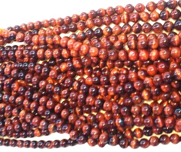 Piedra natural Color rojo Tigre ojo cuentas redondas 37