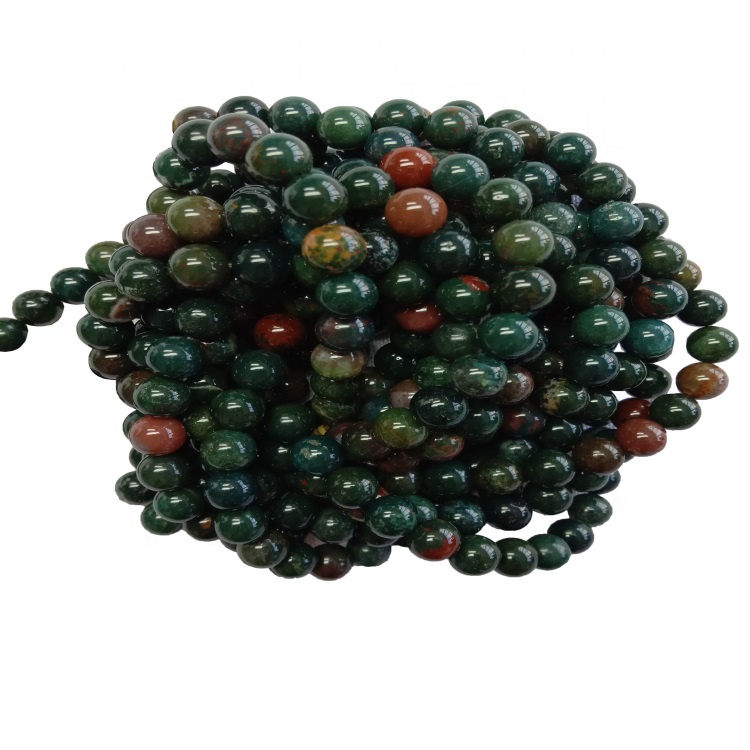 Wholesale Gemstone Beads Green Natural Bloodstone Round Beads per Strand 16inch 13