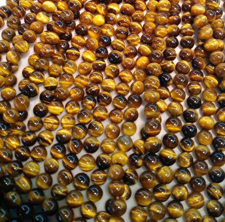 Tigre amarillo natural ojo redondo cuentas de gemas de energía Piedra suelta para la fabricación de joyería de bricolaje 37
