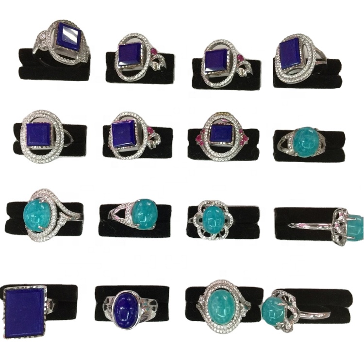 100 % 천연 Lapis Lazuli 925 스털링 실버 링 도매 13