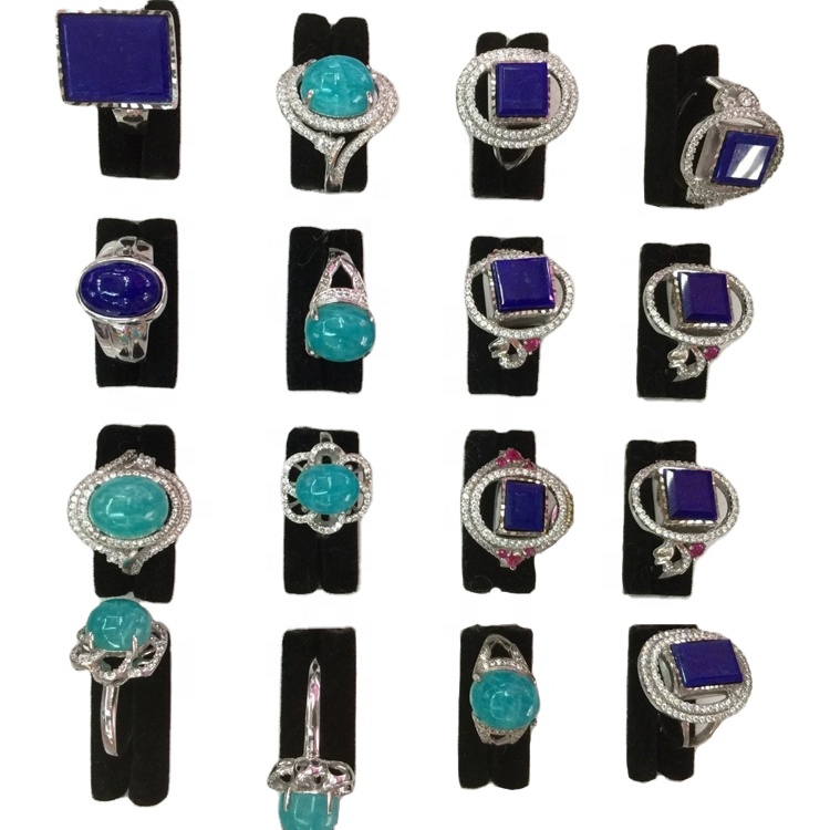 100 % 천연 Lapis Lazuli 925 스털링 실버 링 도매 15