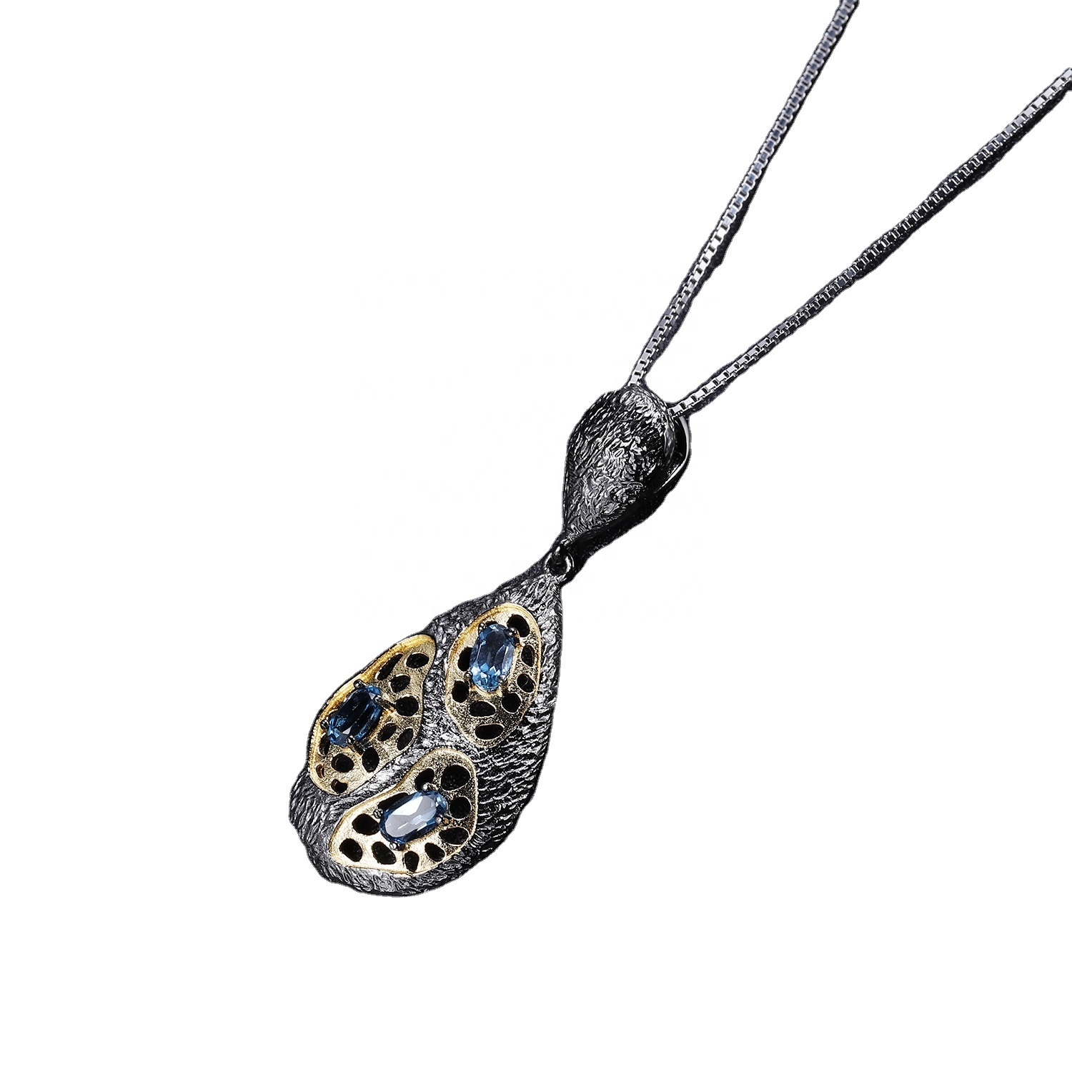 Blue Sapphire Silver Pendant 13