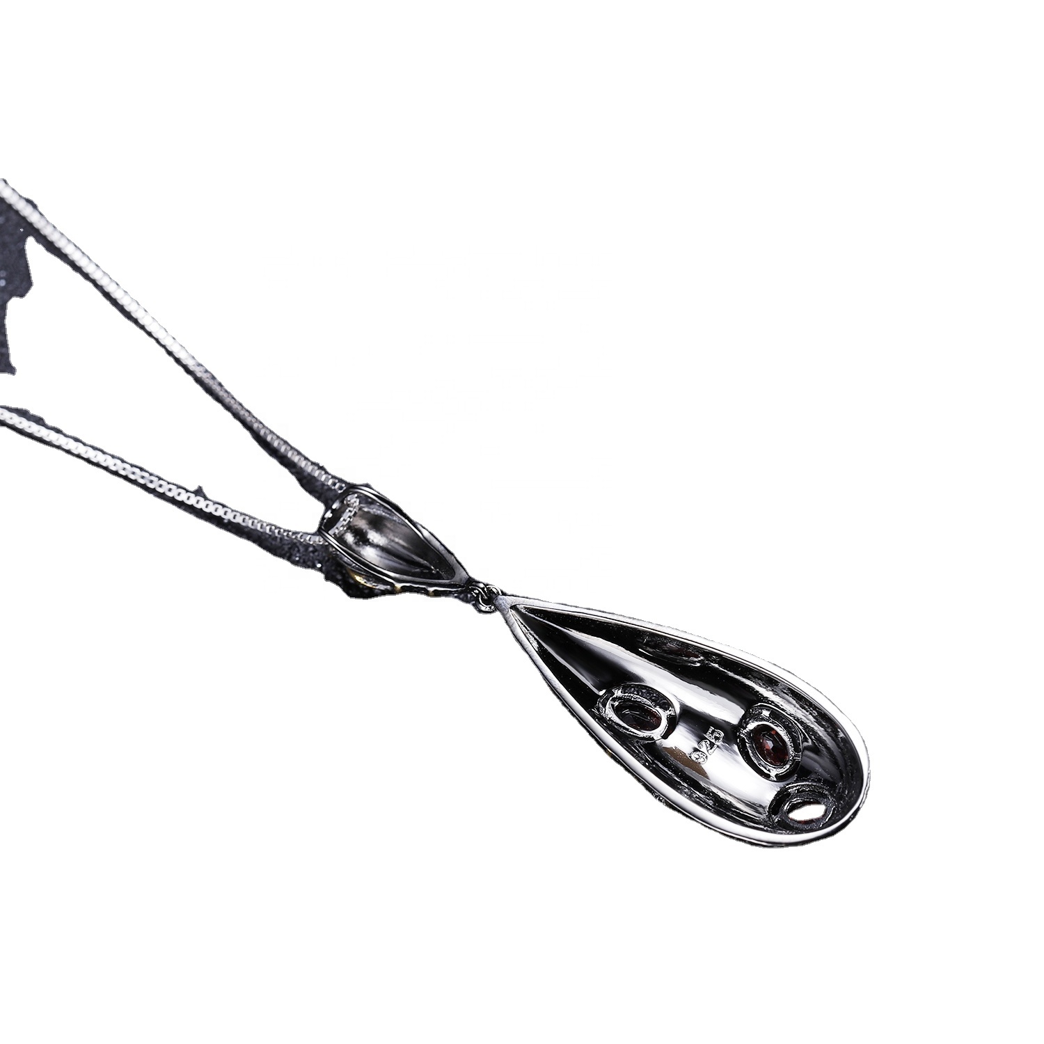 Gourd வடிவம் 925 ஸ்டெர்லிங் சில்வர் தங்கம் ரூபி நெக்லஸ் பதக்கத்தை பூசப்பட்ட 13