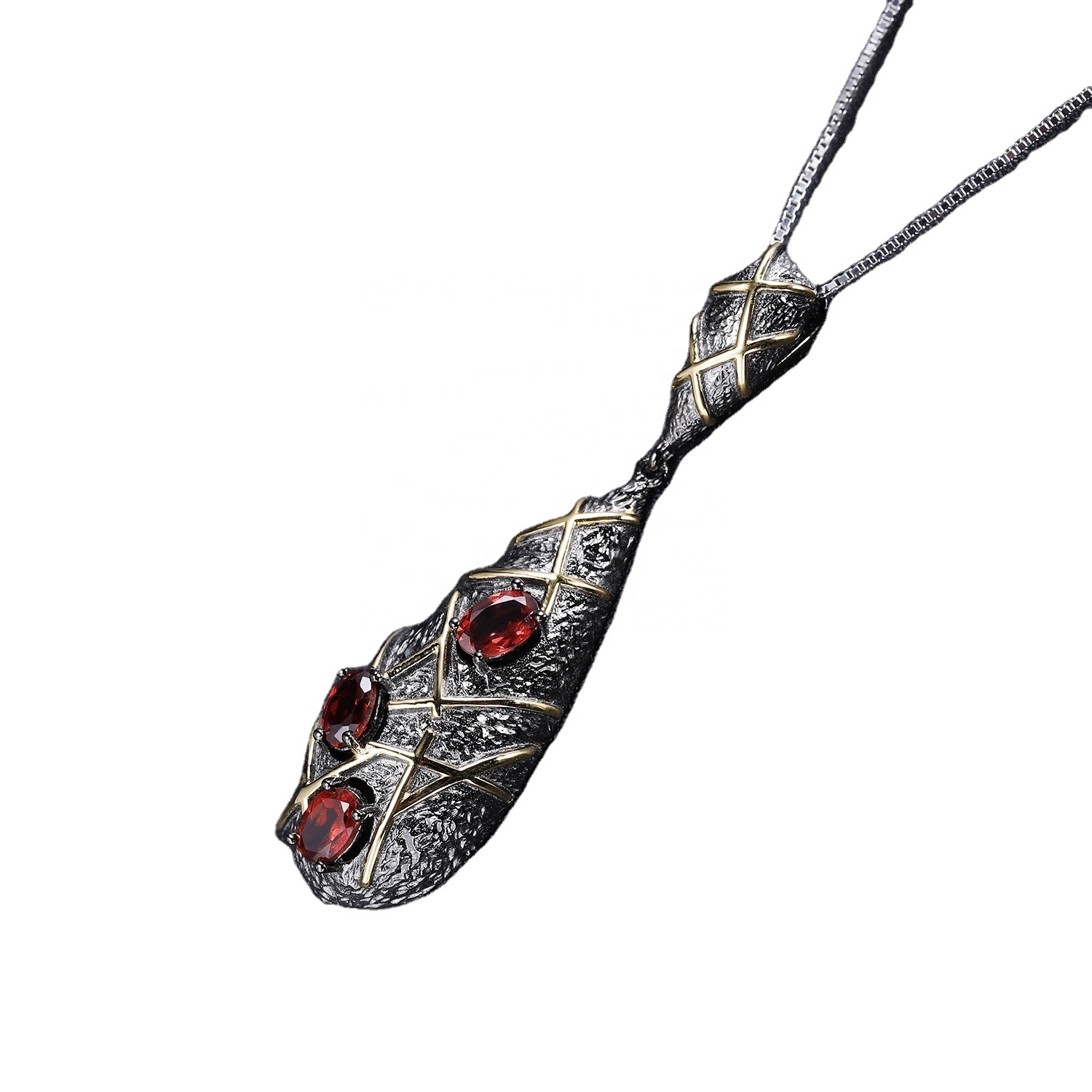 Gourd வடிவம் 925 ஸ்டெர்லிங் சில்வர் தங்கம் ரூபி நெக்லஸ் பதக்கத்தை பூசப்பட்ட 15