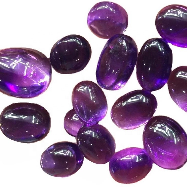 Romantiškas violetinė meilės ovalo formos natūralus kristalinis ametistas kabošonas 36