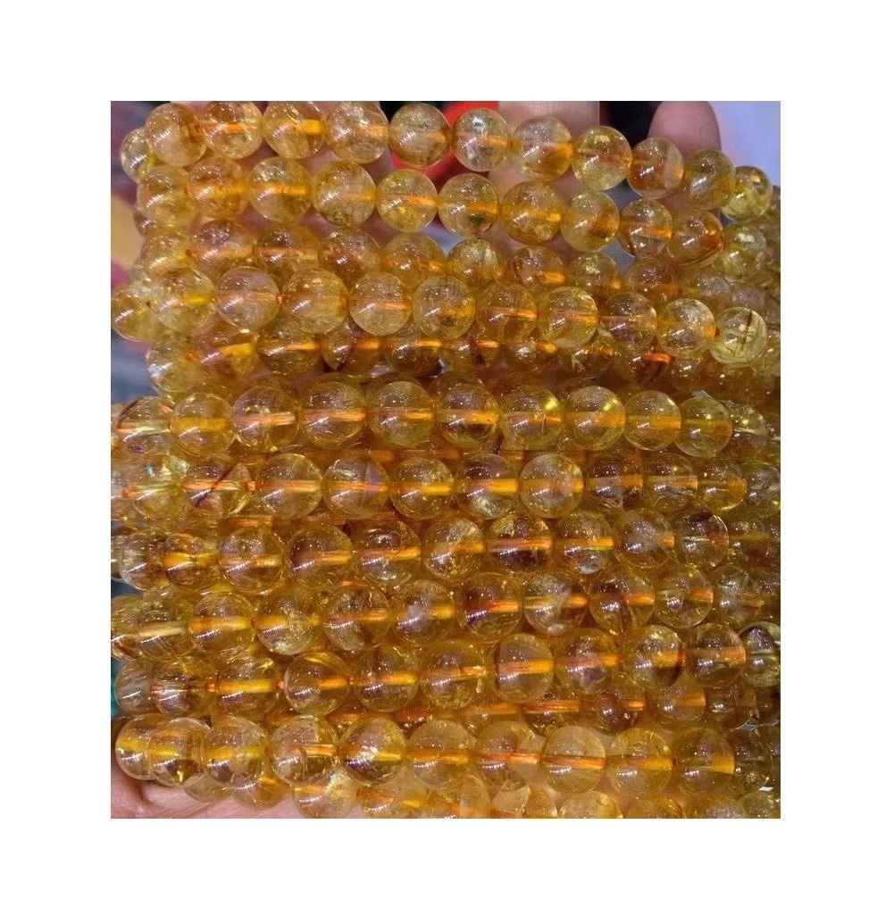 Natural gold rutilated quartz gemstone loose beads 6mm 8mm 10mm smooth beads Full strand 37