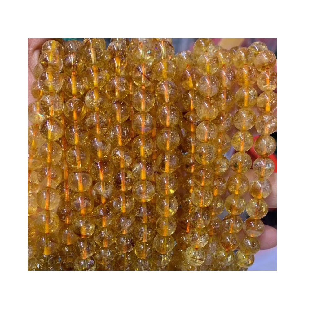 Natural gold rutilated quartz gemstone loose beads 6mm 8mm 10mm smooth beads Full strand 39
