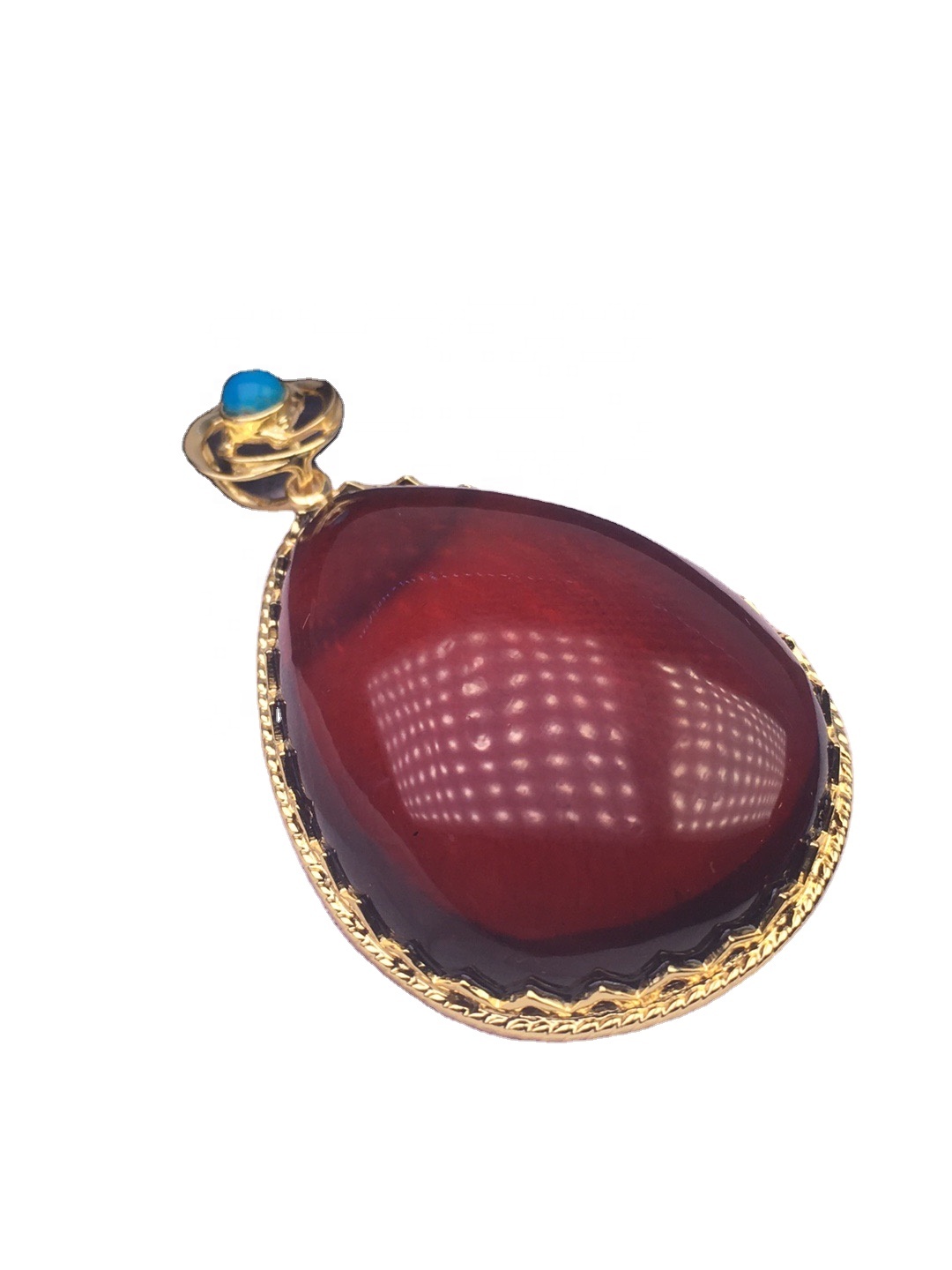 கிரிஸ்டல் தெளிவான தங்கம் சிவப்பு அம்பர் சபையர் / ப்ளூ ருடிலேட் குவார்ட்ஸ் பதக்கத்தை பூசினார் 13