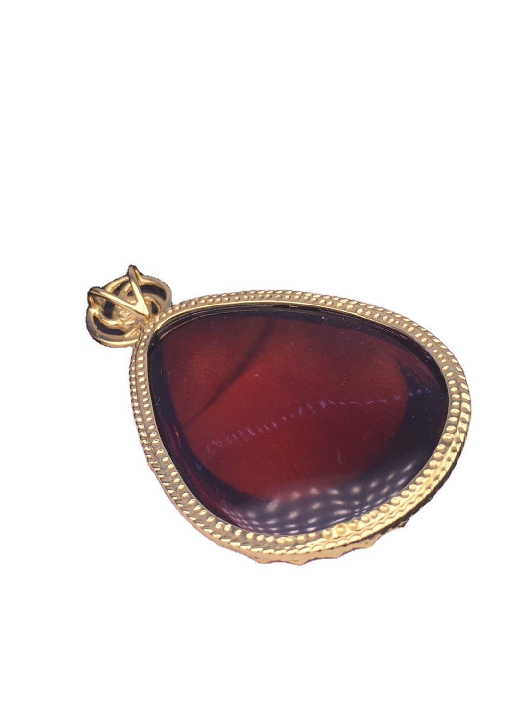 கிரிஸ்டல் தெளிவான தங்கம் சிவப்பு அம்பர் சபையர் / ப்ளூ ருடிலேட் குவார்ட்ஸ் பதக்கத்தை பூசினார் 15