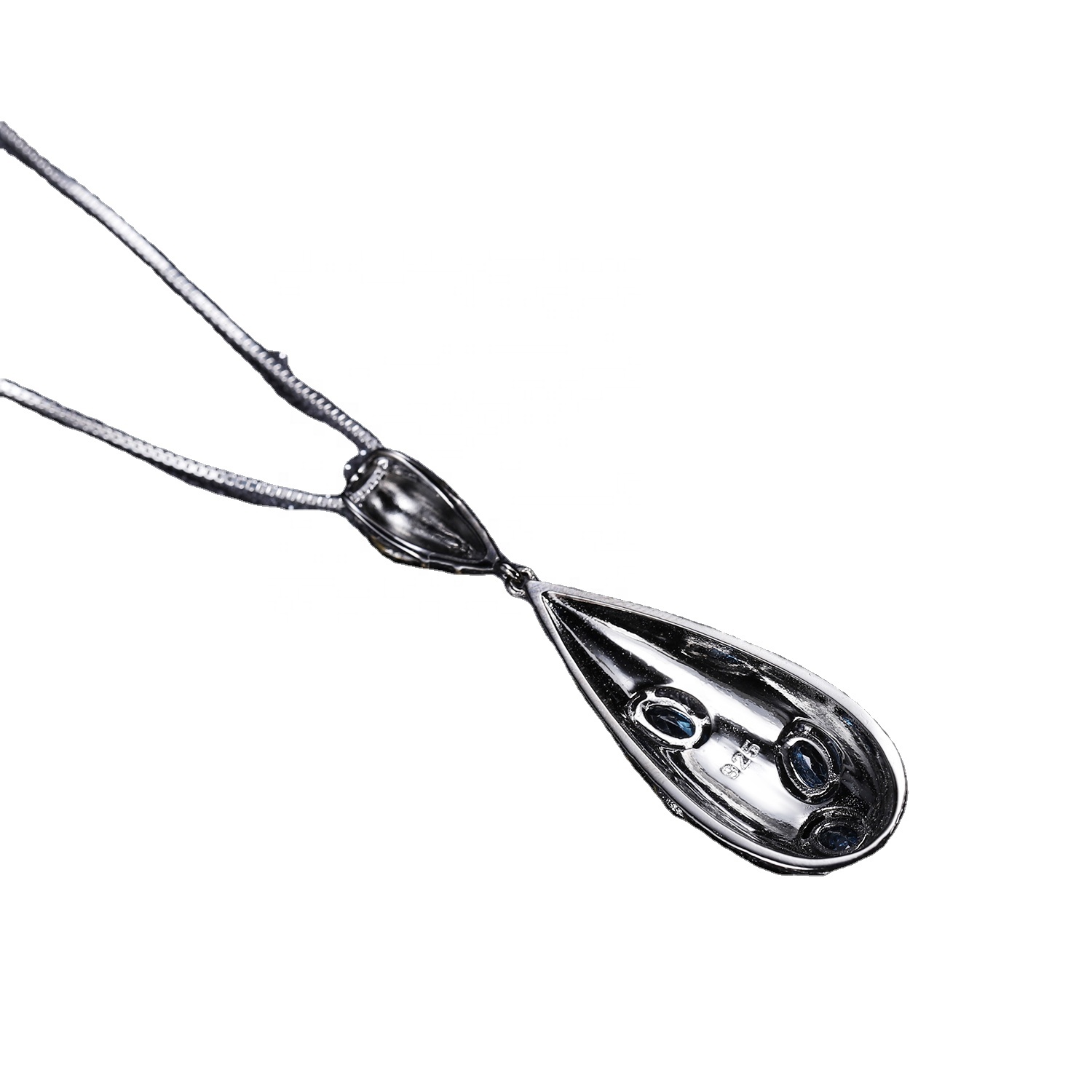 925 Gümüş Gemstone Mavi Spinel Kulon 15