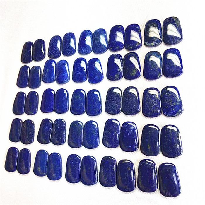 Pair Lapis Lazuli Gemstone Cabochon Přírodní kámen volné drahokamy kabiny Shoda náušnice pár úžasný 36